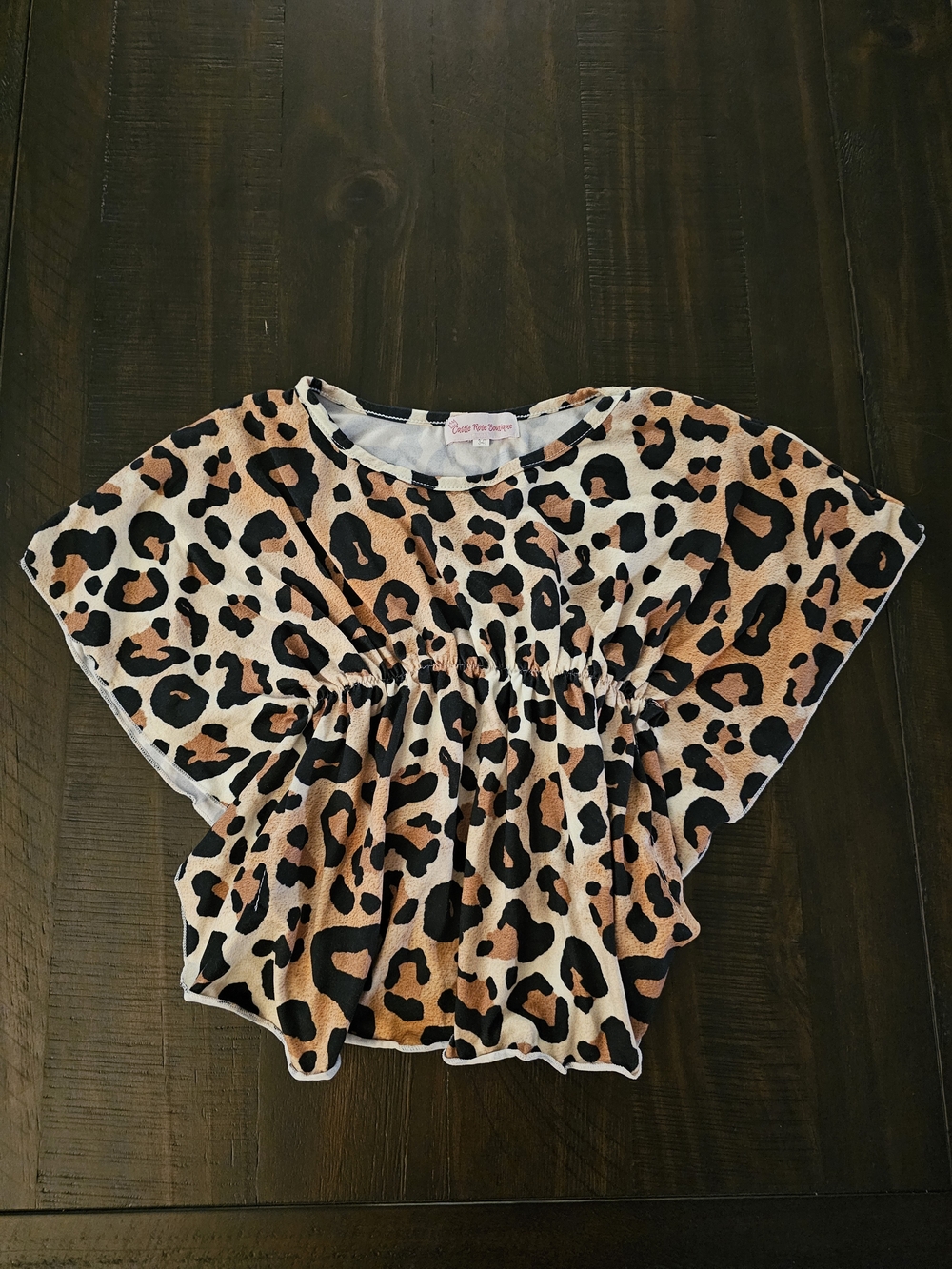 Girls' Leopard Print Peplum Top - Brown/Black
